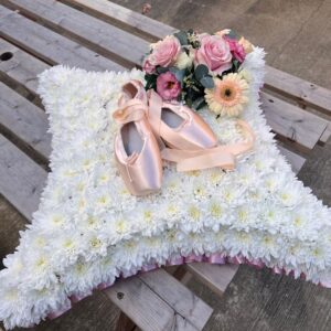 Ballet Shoes funeral flower tribute
