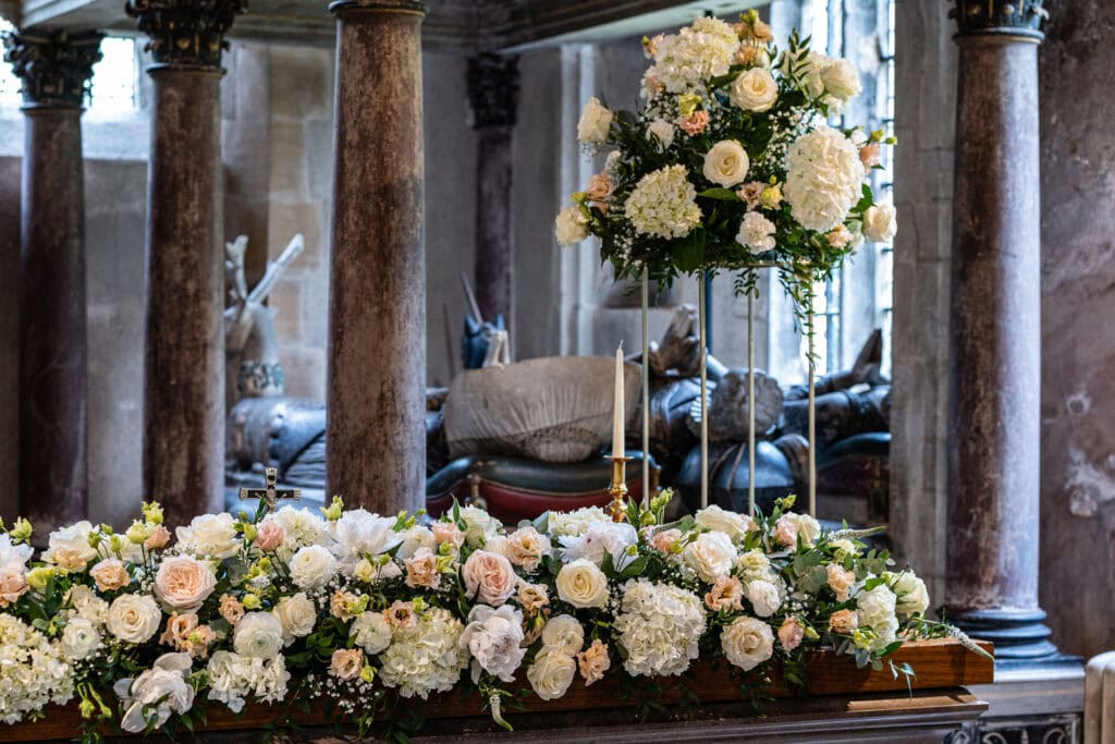 wedding flowers at Hengrave Hall by Little Tin Shed flowers photographed by Chris Grover ()