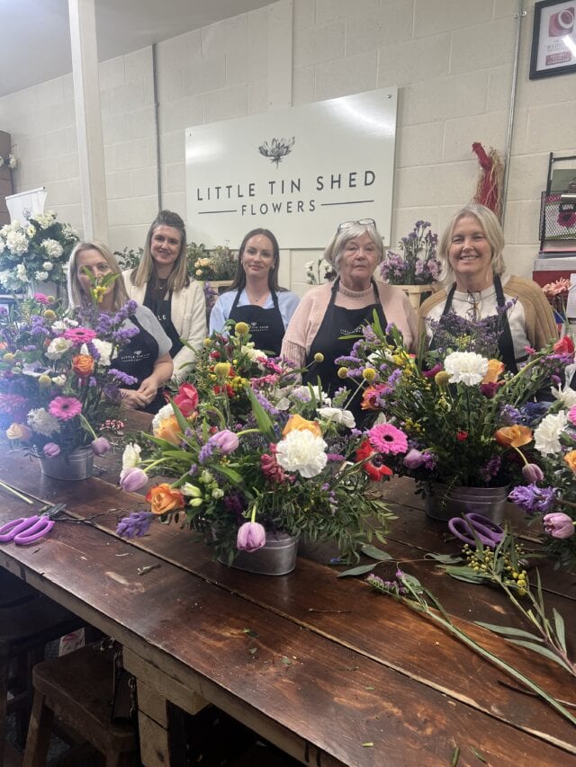 Flower arrangement workshop at Little Tin Shed flowers