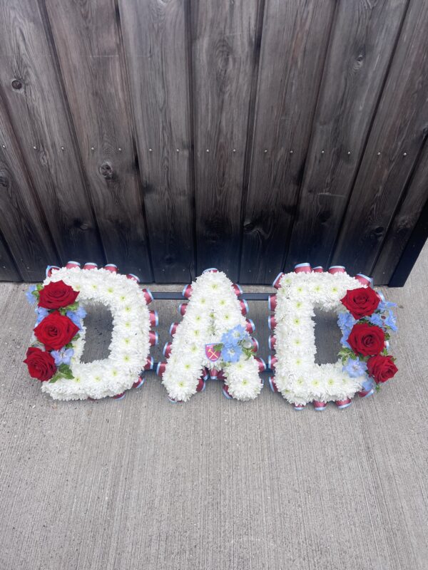 Dad funeral flower tribute red roses