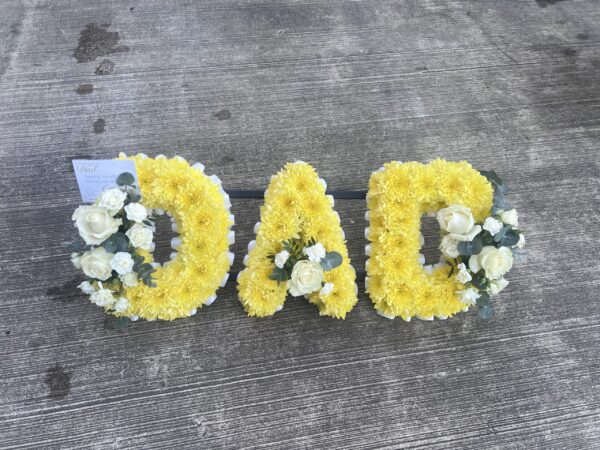 Dad funeral flower tribute yellow
