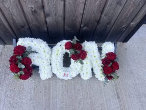Funeral flower tribute letters