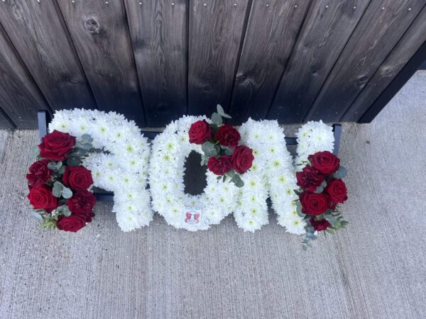 Funeral flower tribute letters