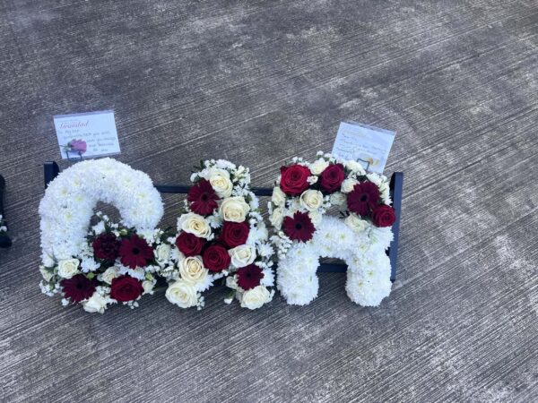 Funeral flower tribute letters