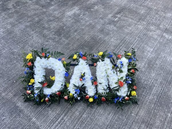 Funeral flower tribute letters