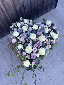 Heart funeral flower tribute purple