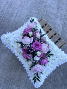 Pillow funeral flower tribute