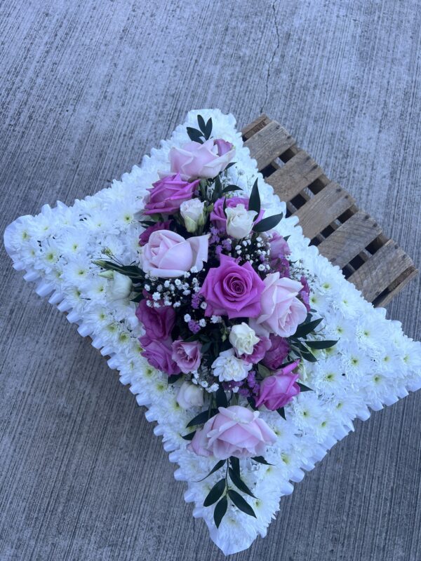 Pillow funeral flower tribute