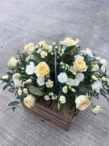 Posy funeral flower tribute yellow