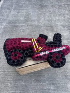 Tractor funeral flower tribute