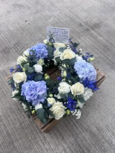 Wreath funeral flower tribute blue