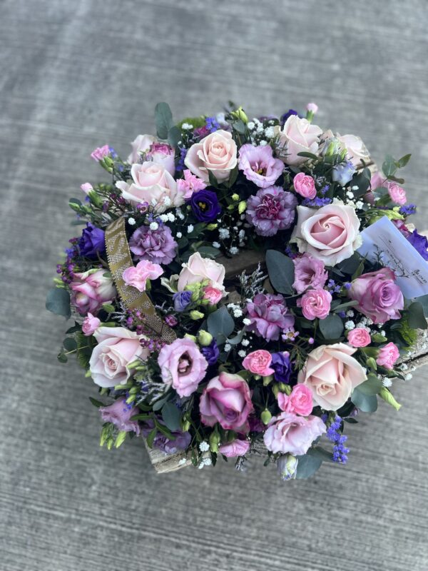 Wreath funeral flower tribute pink purple