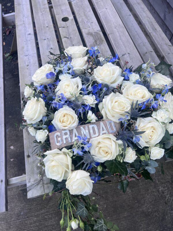 heart funeral flower tribute blue Grandad
