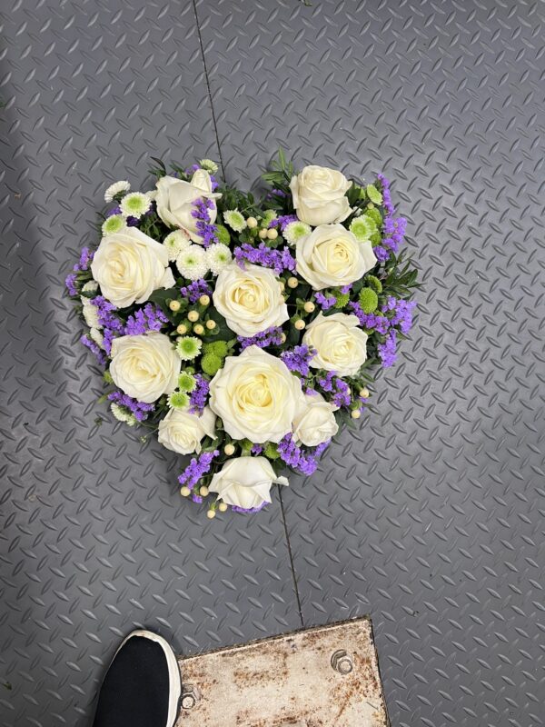 heart funeral flower tribute purple