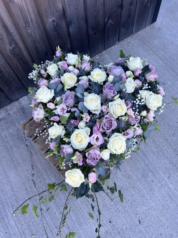 Heart funeral flower tribute purple