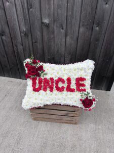 Based pillow with wording
