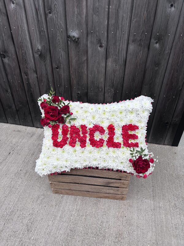 Based pillow with wording