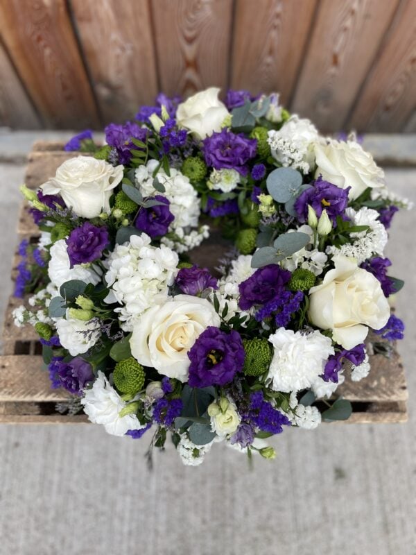 Purple and White Wreath