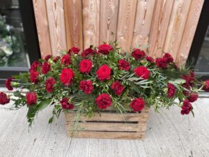 Red Rose Coffin Top funeral flower tribute