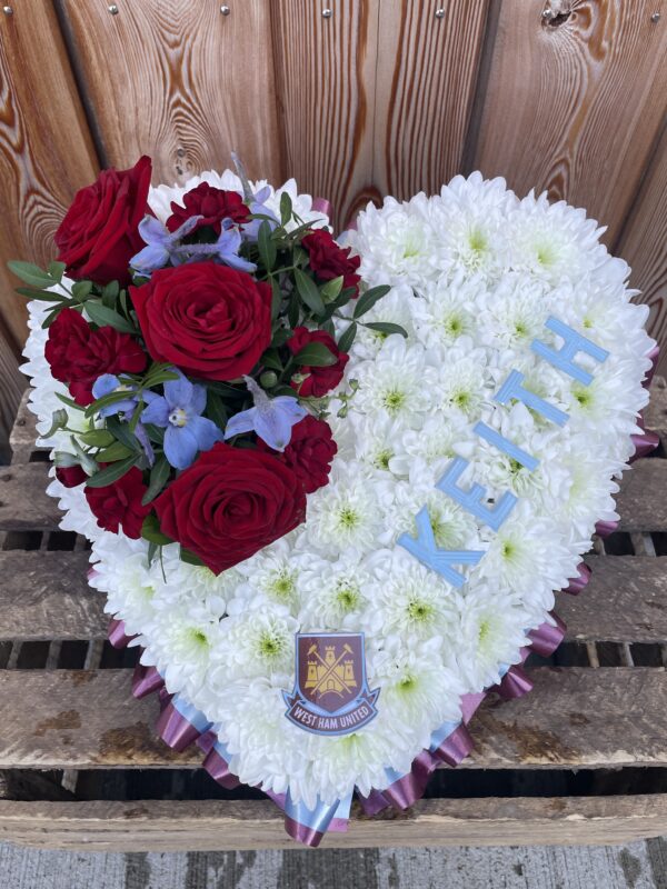 WestHam Heart funeral flower tribute
