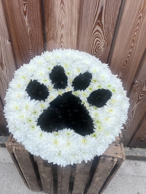 Paw Print Funeral Flower Tribute