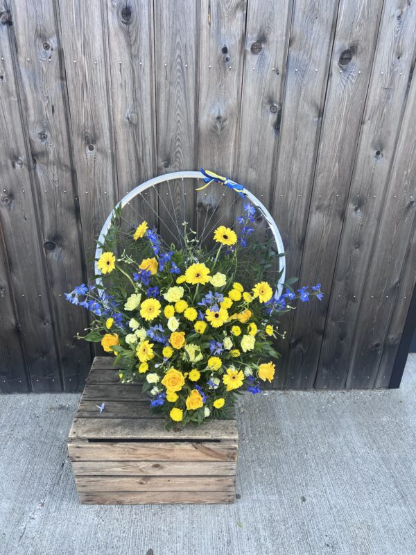 Bike Wheel funera flower tribute