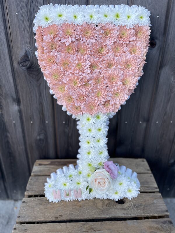 Rose Wine glass funeral flower tribute