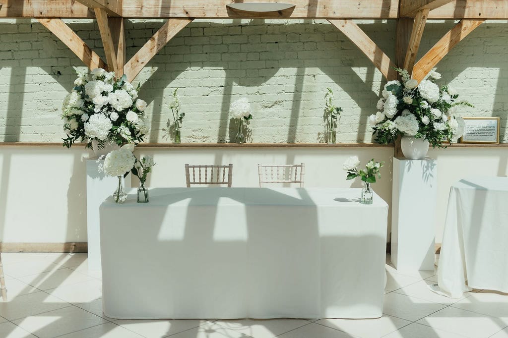 Gaynes Park, white and green wedding flowers, by Little Tin Shed